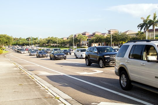 Westbound Gateway Boulevard at High Ridge Road